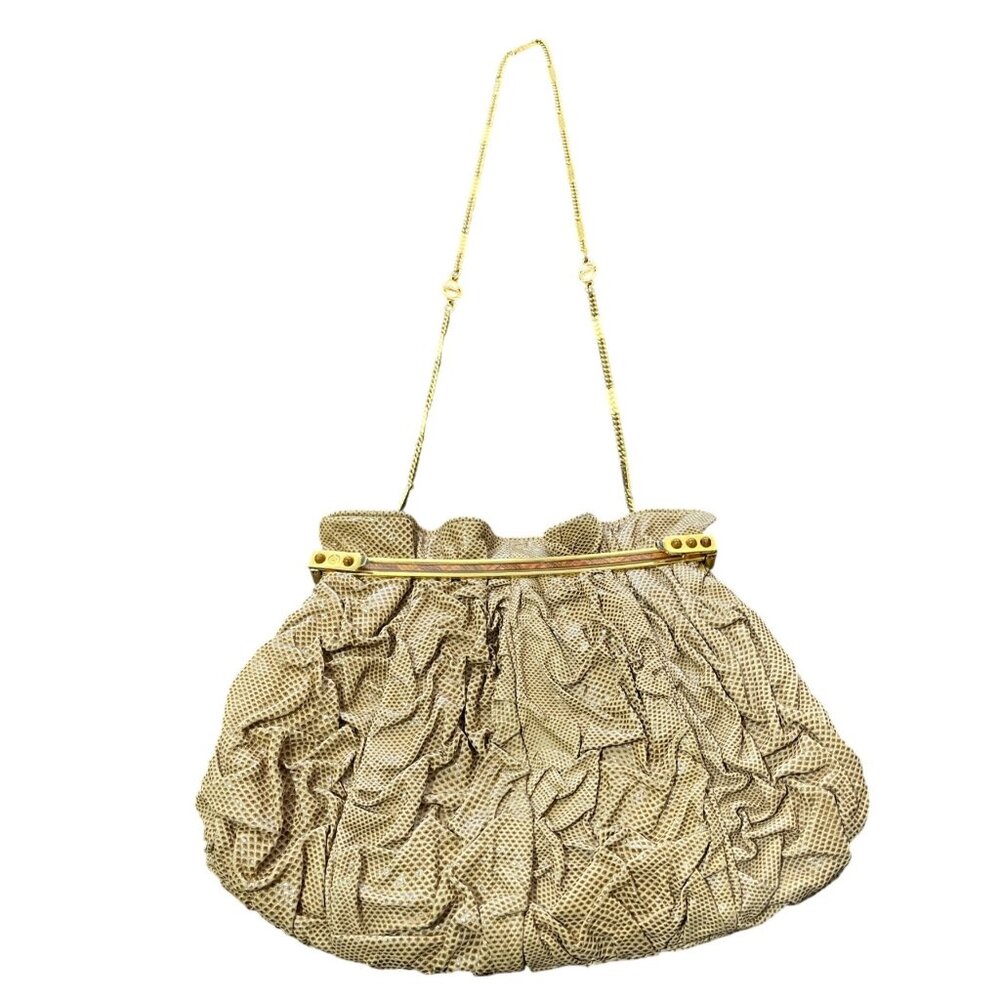 Vintage Carlo Fiori Snakeskin Evening Bag Chain-Strap Italy Convertible Clutch